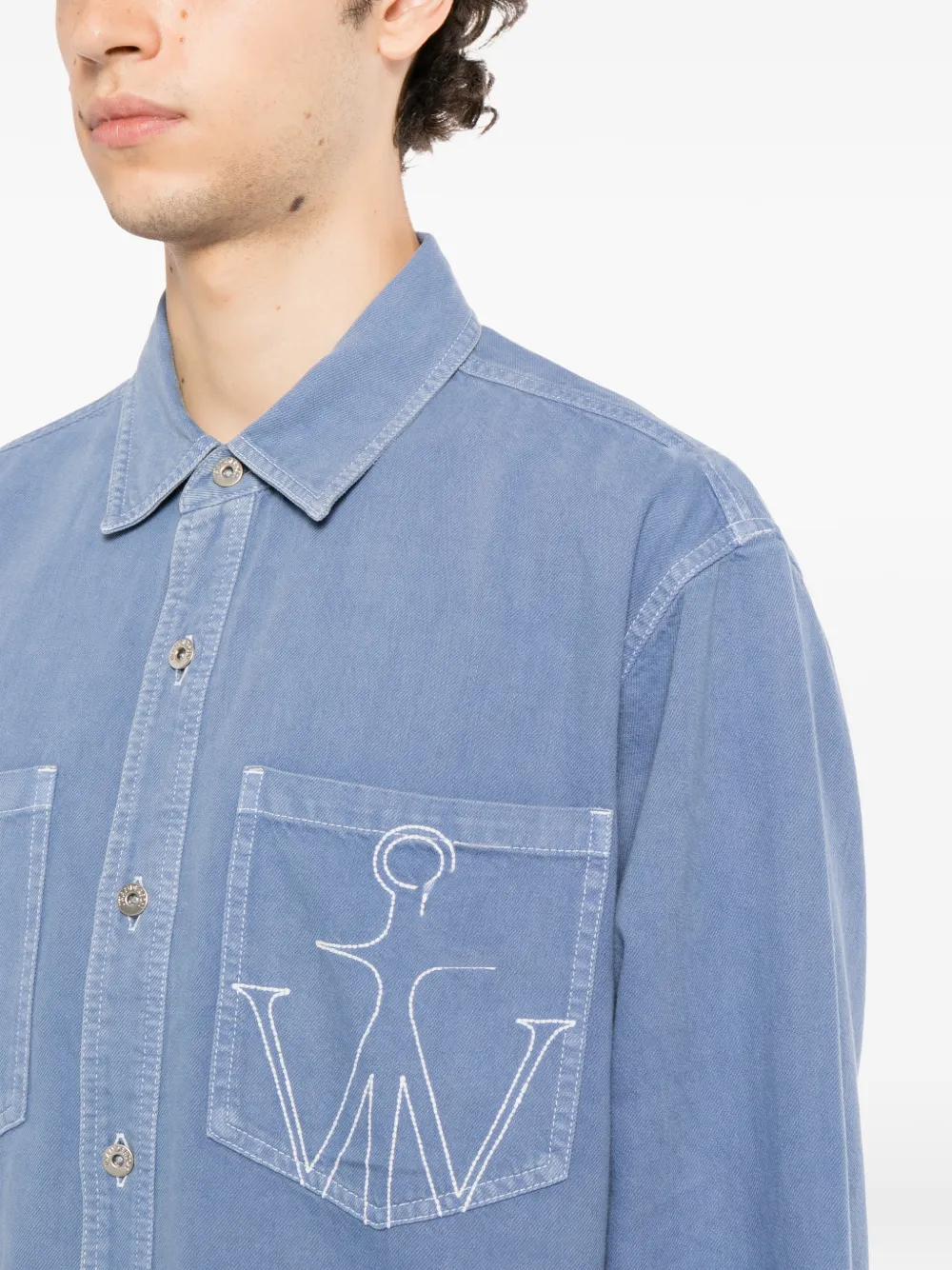 JW Anderson Anchor overhemd met geborduurd logo Blauw