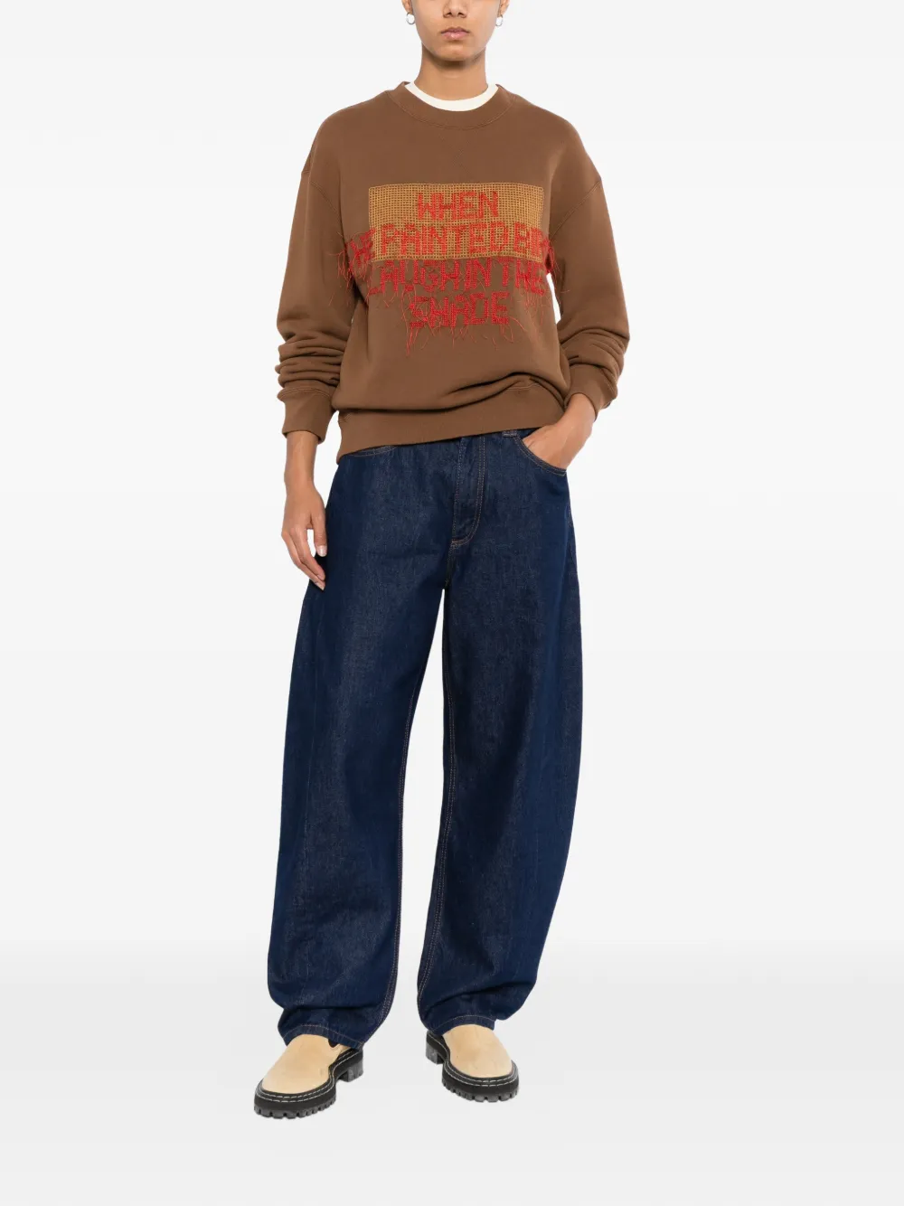 JW Anderson embroidered-slogan sweater Bruin