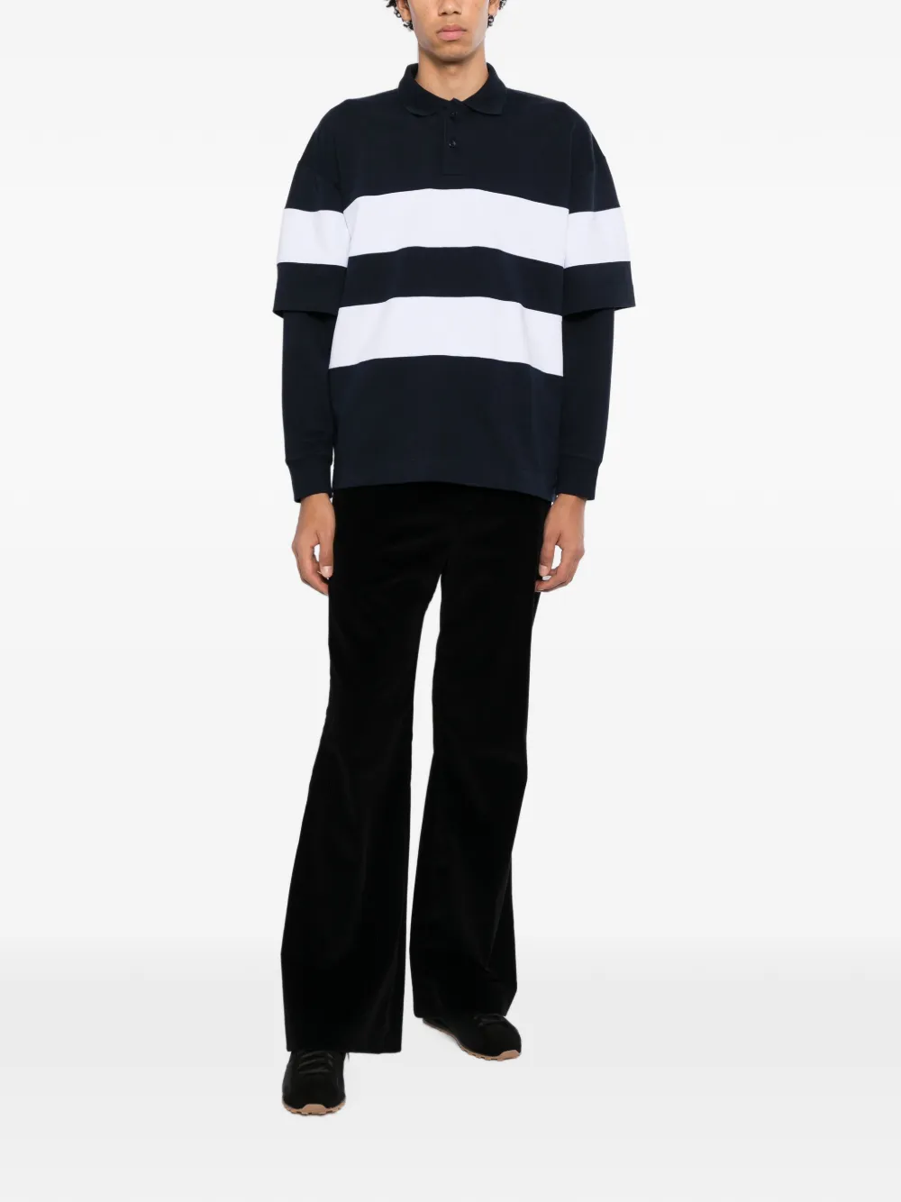 DARKPARK Gestreept poloshirt met dubbele mouwen Blauw