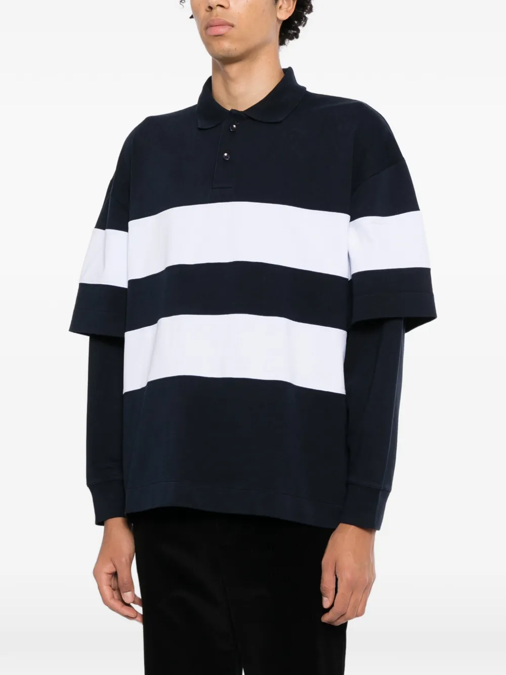 DARKPARK Gestreept poloshirt met dubbele mouwen Blauw