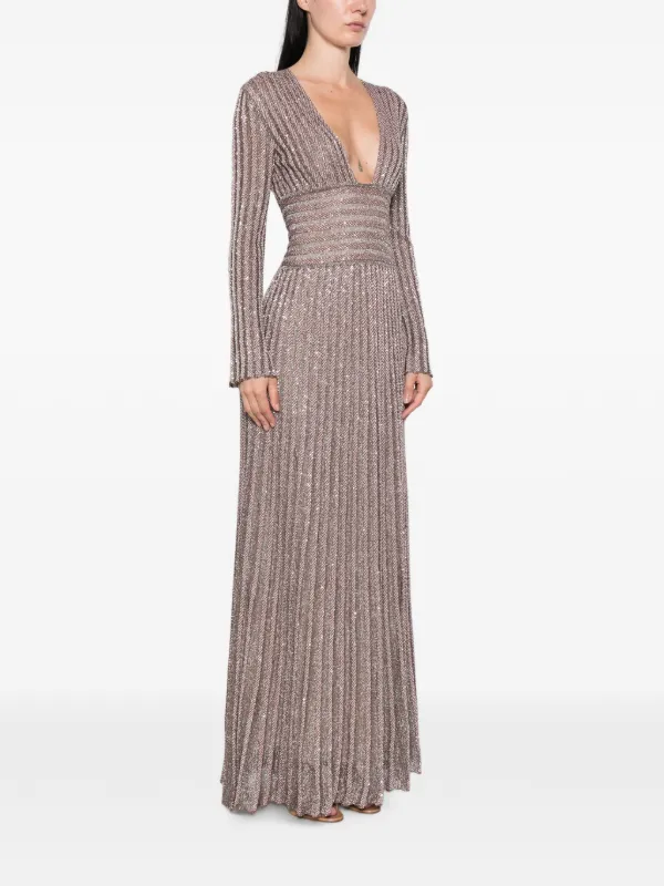 missoni brown dress sequin-embellished Pleated Maxi | defined by fine raschel