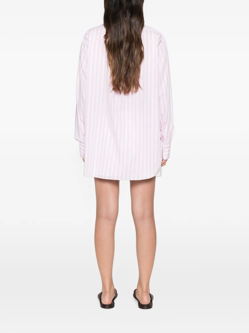 Hunza G Cabana gestreepte blouse met borduurwerk Roze