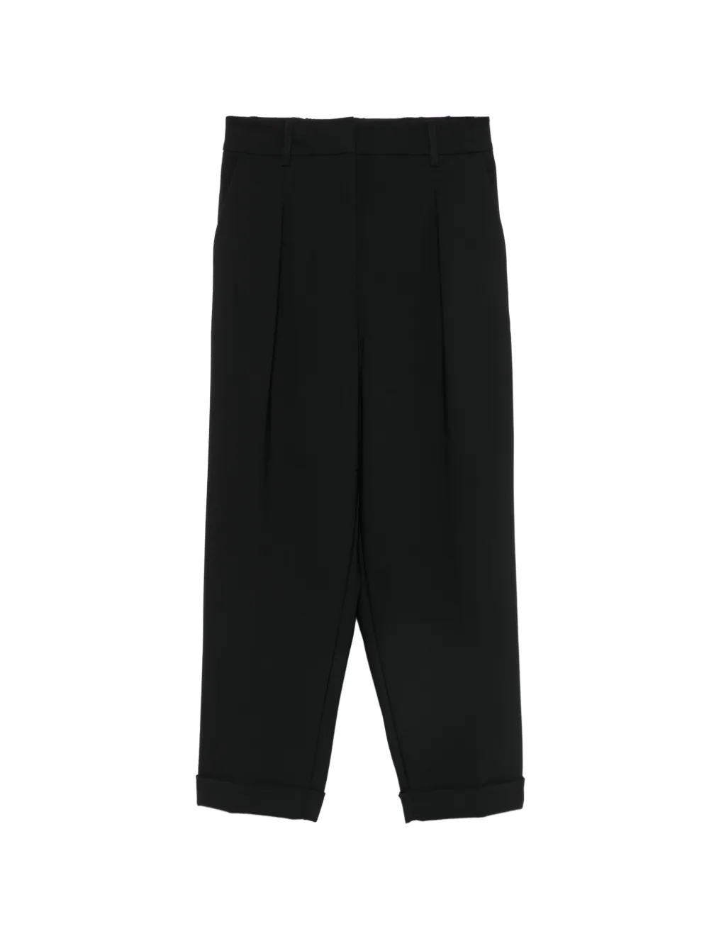 PSOPHIA pleated cuffed-hem cropped trousers