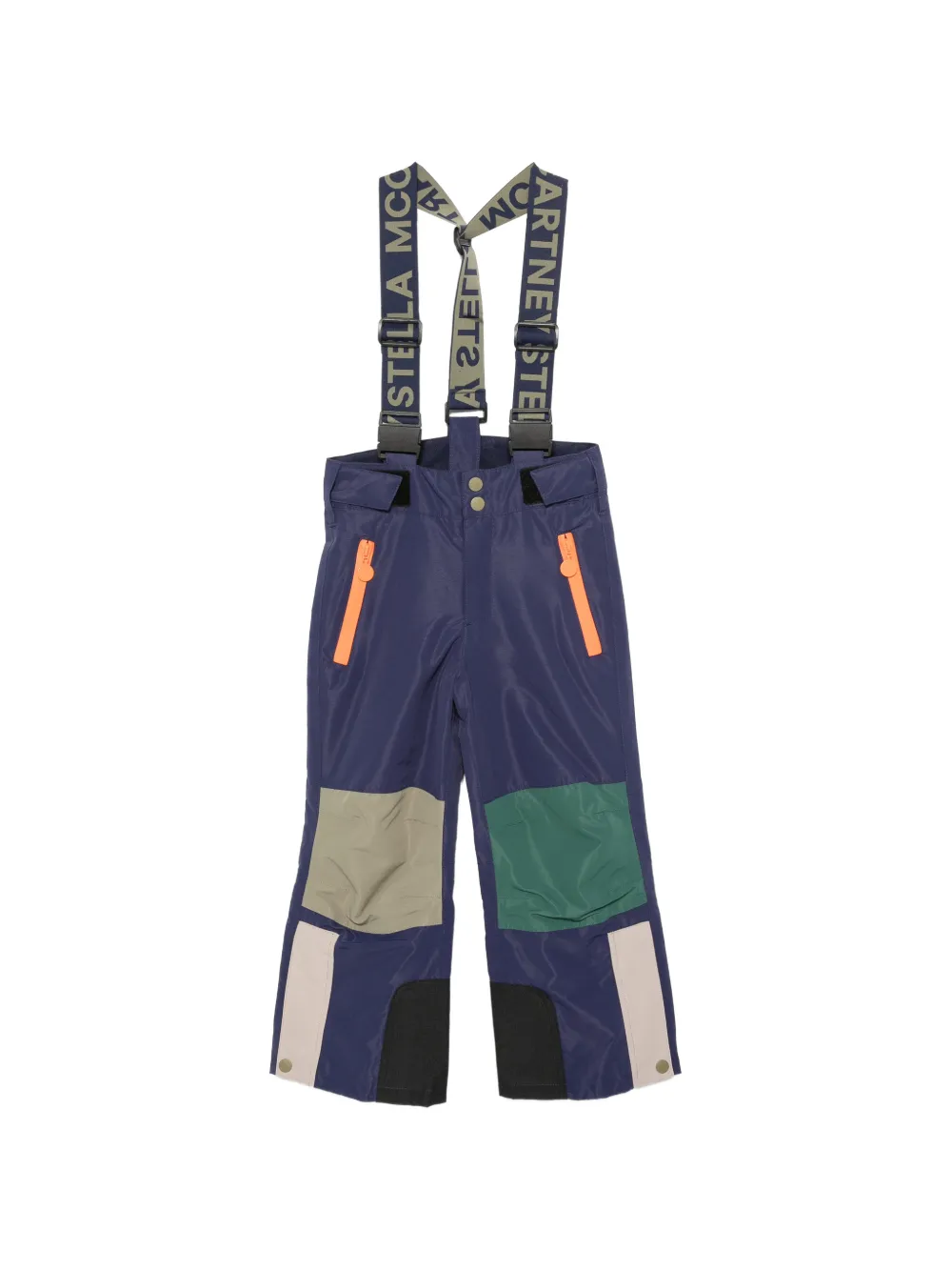 Stella McCartney Kids logo-strap colour-block snowsuit - Blu