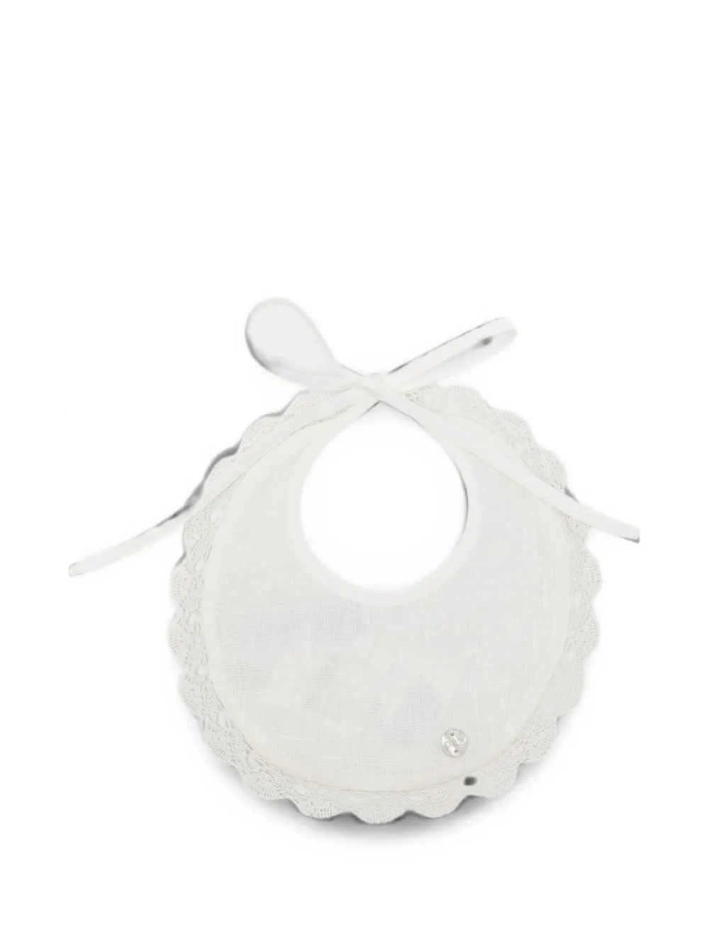 Paz Rodriguez lace-trim bib - Nude
