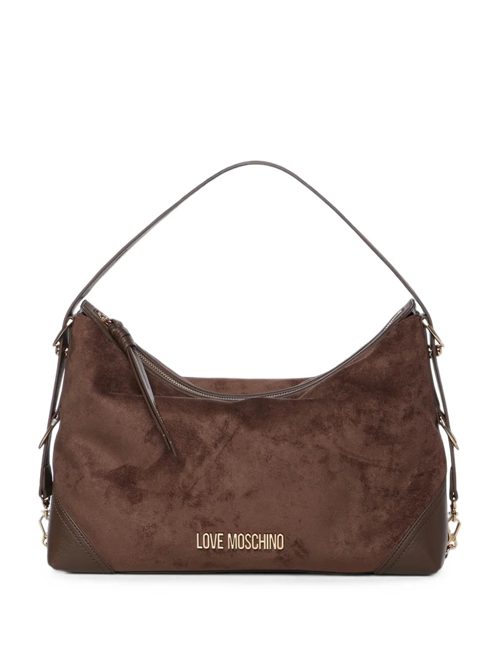 Love Moschino logo-plaque shoulder bag - Marrone