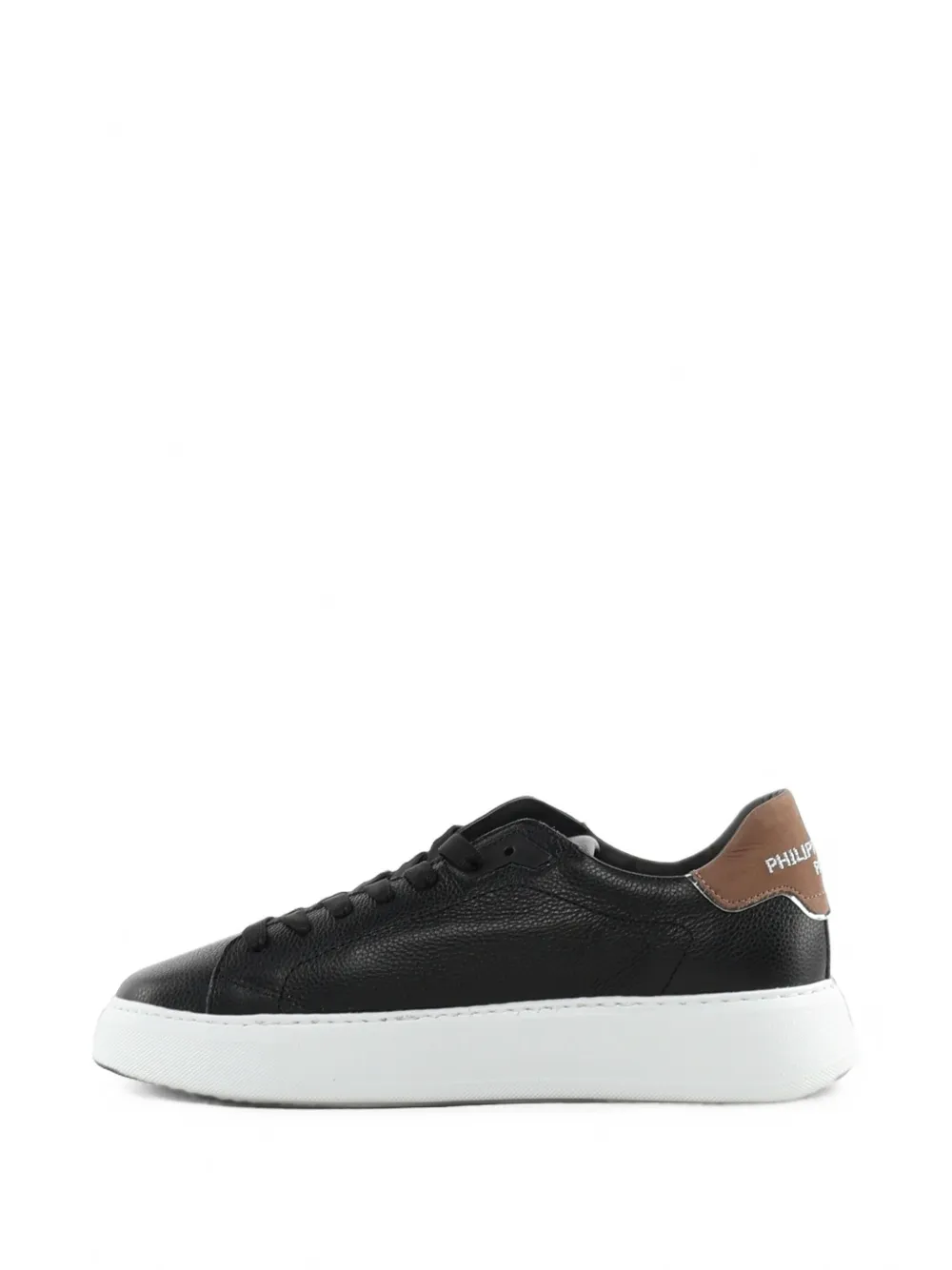 Philippe Model Paris Temple logo-patch pebbled-leather sneakers Zwart