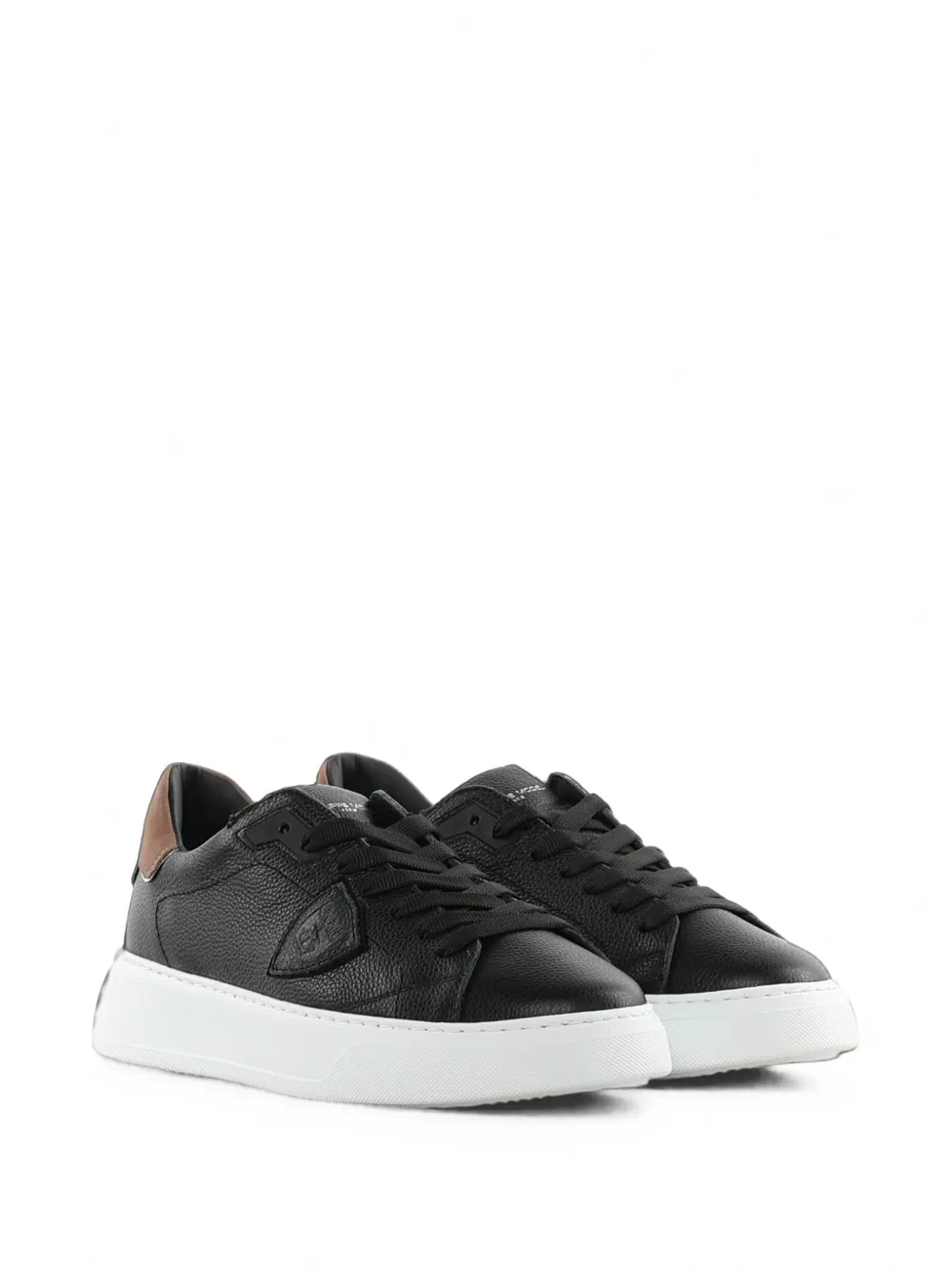 Philippe Model Paris Temple logo-patch pebbled-leather sneakers Zwart