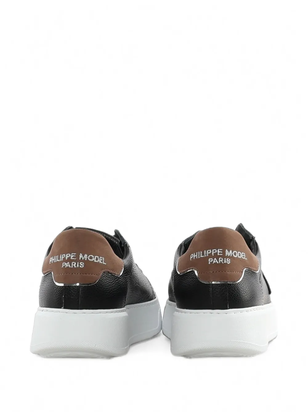 Philippe Model Paris Temple logo-patch pebbled-leather sneakers Zwart