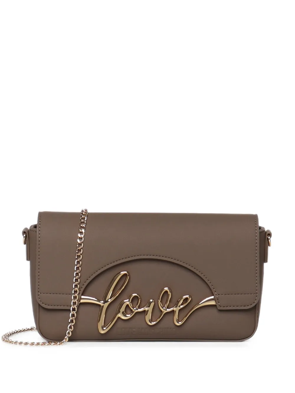 Love Moschino logo-plaque shoulder bag - Marrone