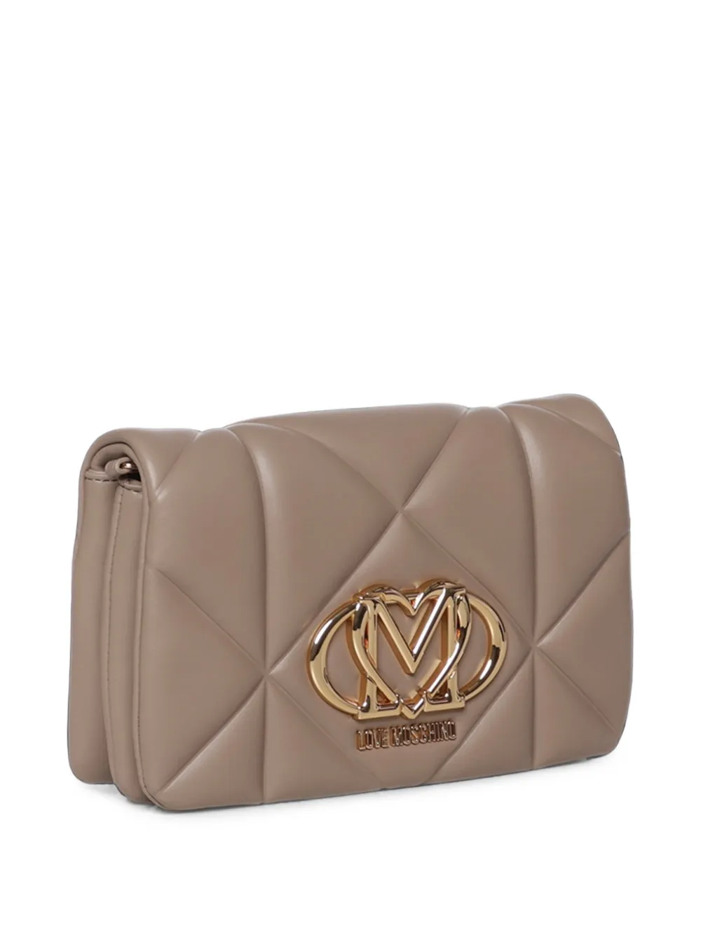Love Moschino quilted logo-plaque shoulder bag Beige