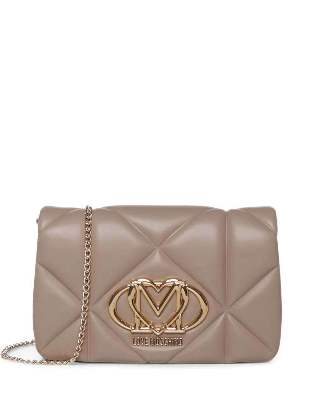 Love Moschino quilted logo-plaque shoulder bag - Neutrals
