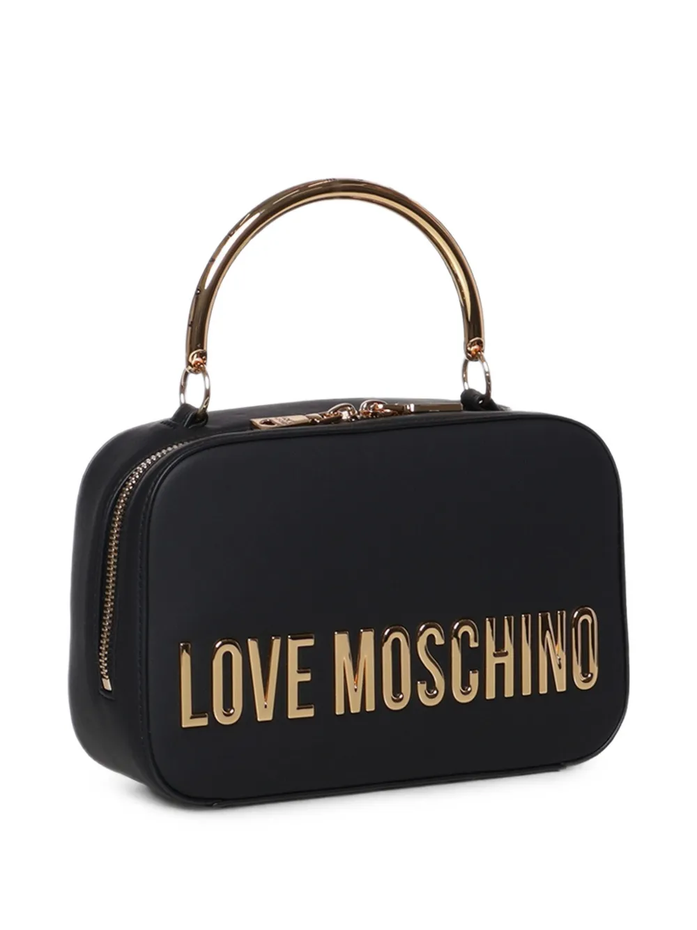 Love Moschino Shopper met metalen handvat en logo Zwart