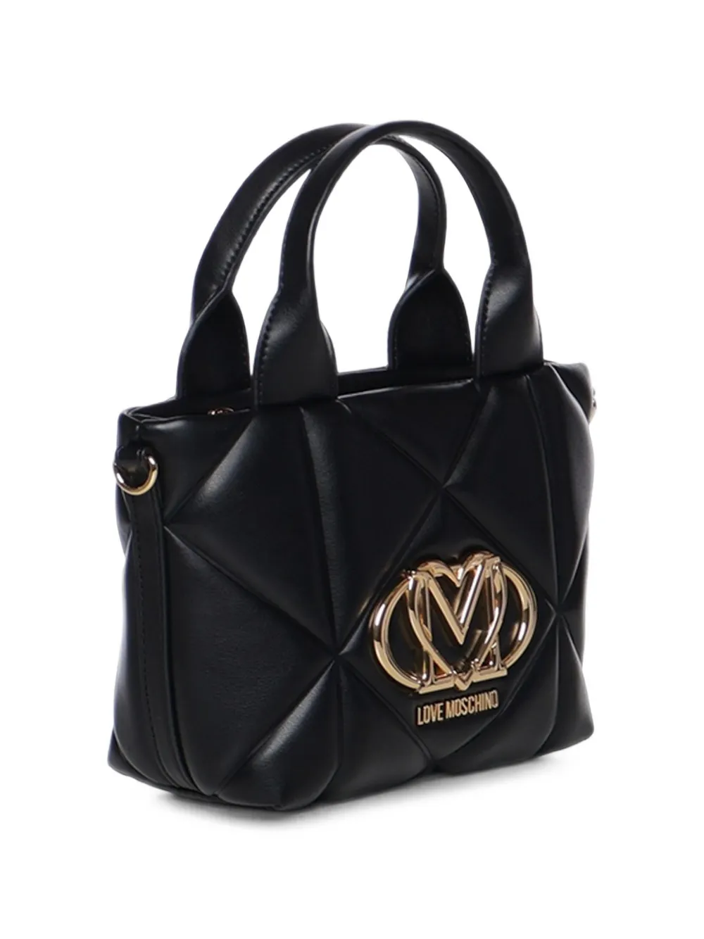 Love Moschino quilted logo-plaque tote bag Zwart