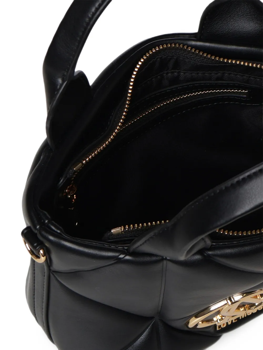 Love Moschino quilted logo-plaque tote bag Zwart