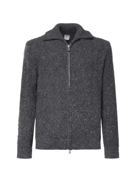 Eleventy cable-knit zip-up sweater