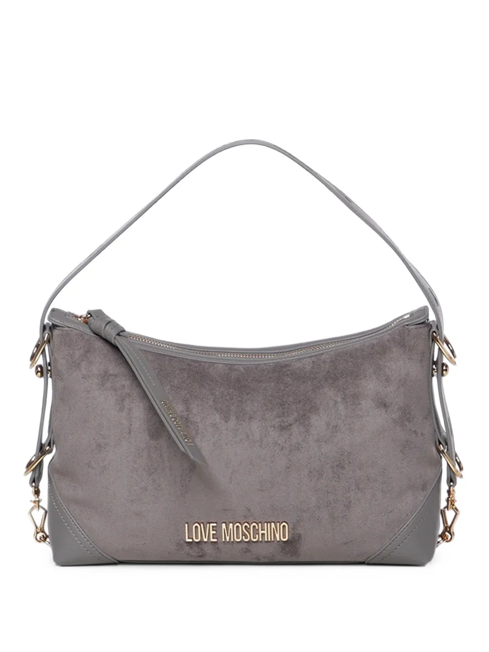 Love Moschino logo-plaque shoulder bag - Grigio