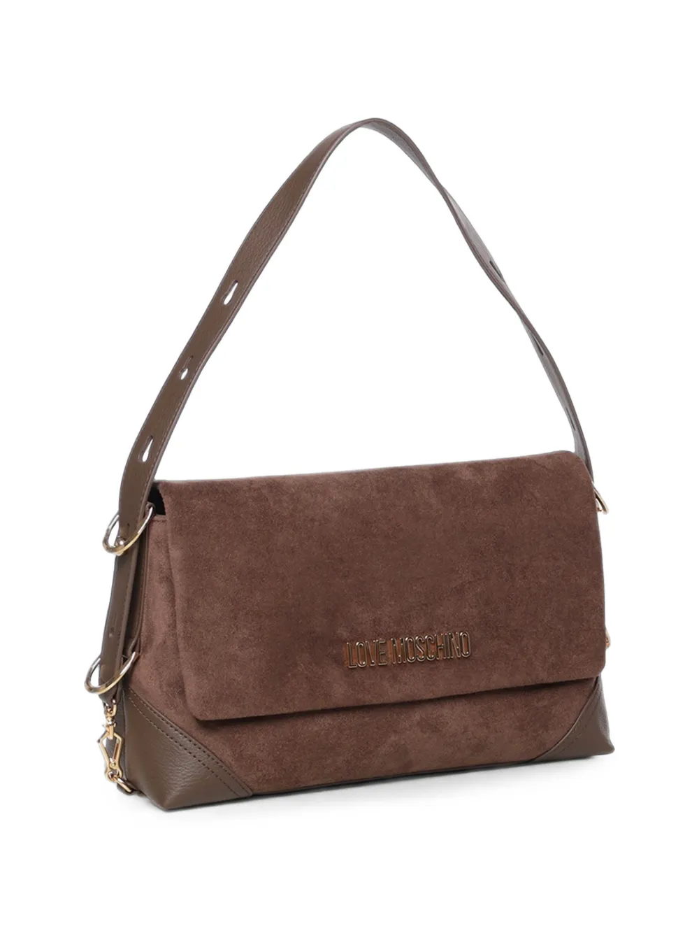 Love Moschino Suède schoudertas met logoplakkaat Bruin