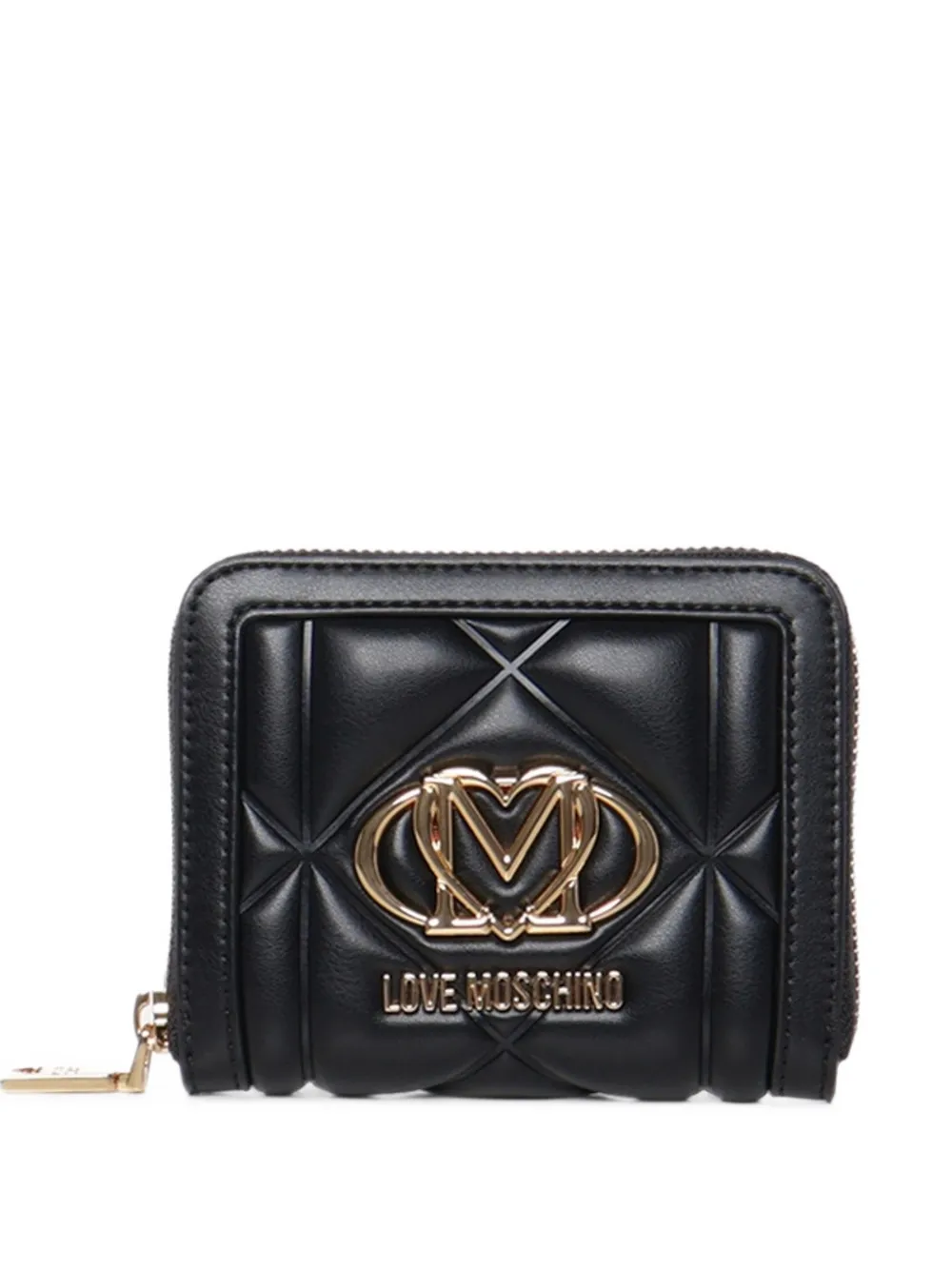 Love Moschino quilted logo-plaque wallet - Nero