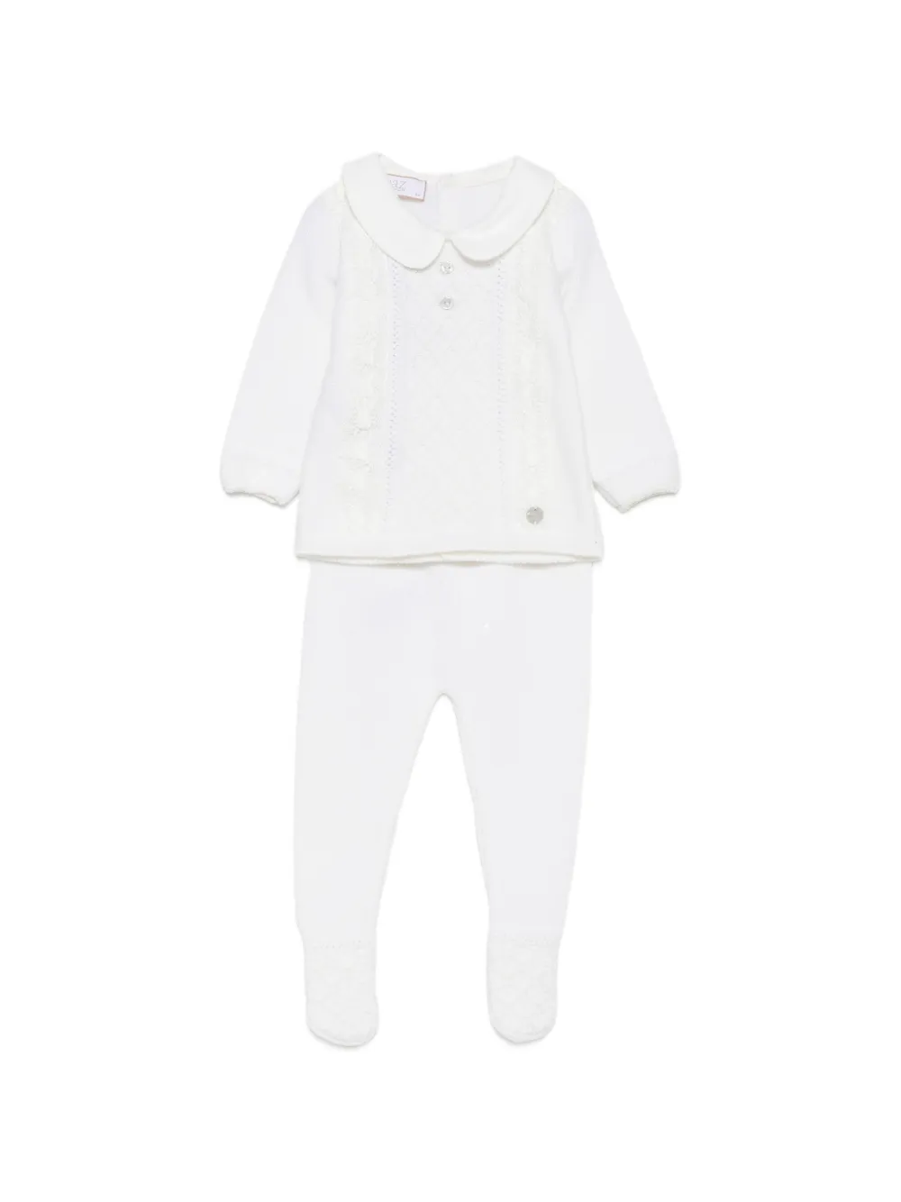 Paz Rodriguez cable-knit sweater and trousers set Wit