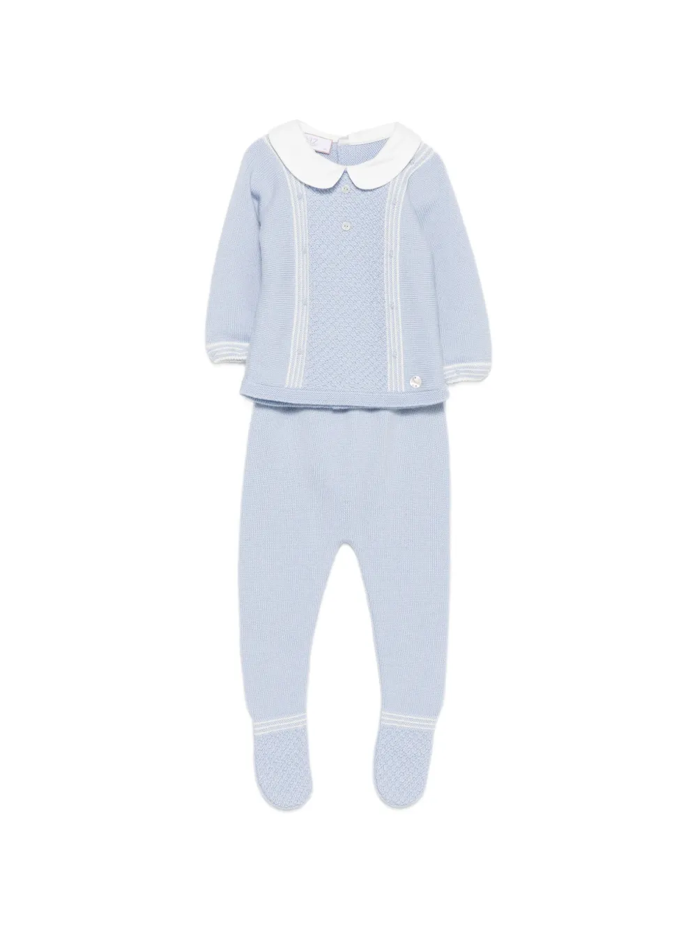 Paz Rodriguez Set aus Pullover und Hose mit Bubikragen (2er-Set) - Blau