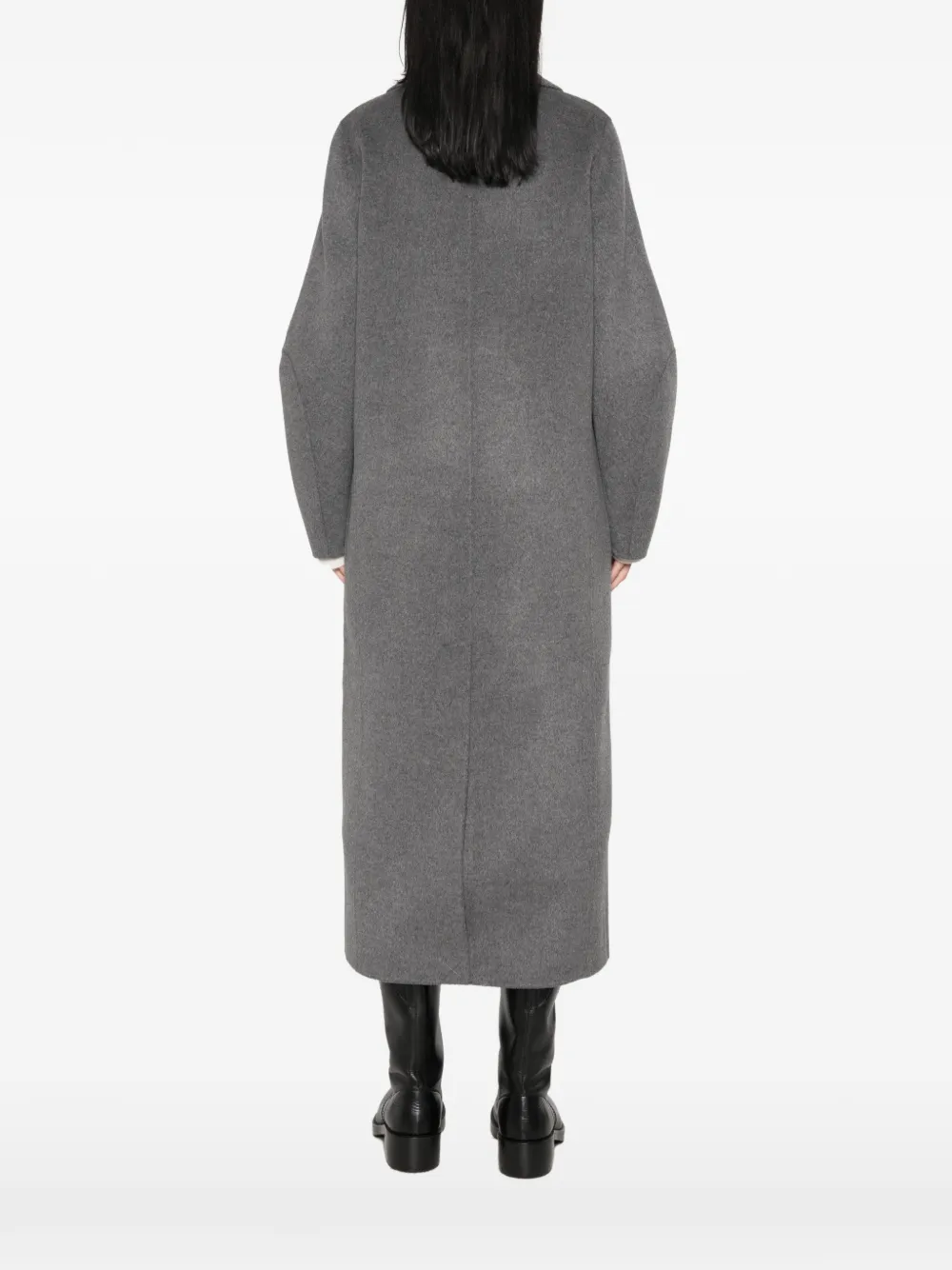 Lisa Yang Double-breasted Shawl-lapel Coat in Grey, view 4