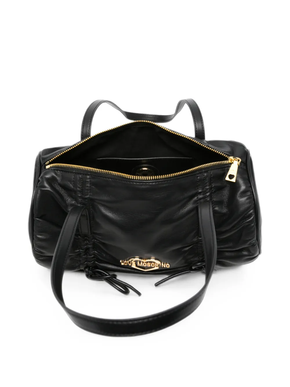 Love Moschino shopper met ruches en hartplakkaat Zwart