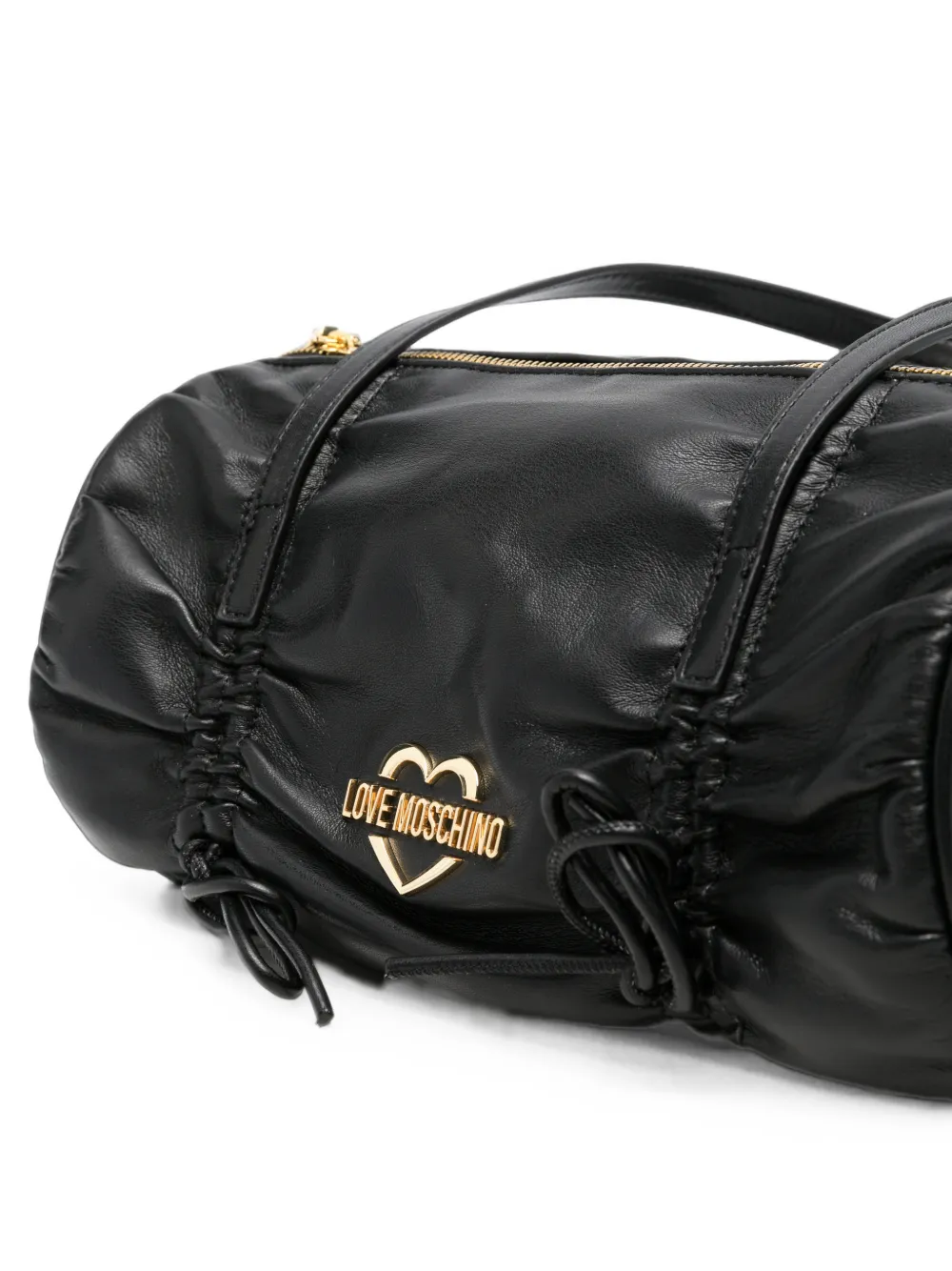 Love Moschino shopper met ruches en hartplakkaat Zwart