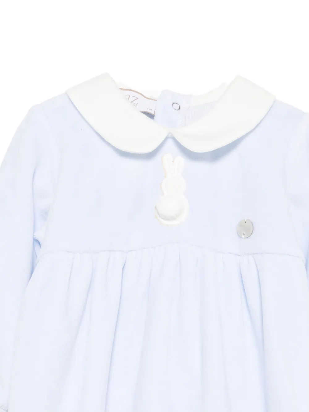Paz Rodriguez Peter Pan collar rabbit-motif sleepsuit Blauw
