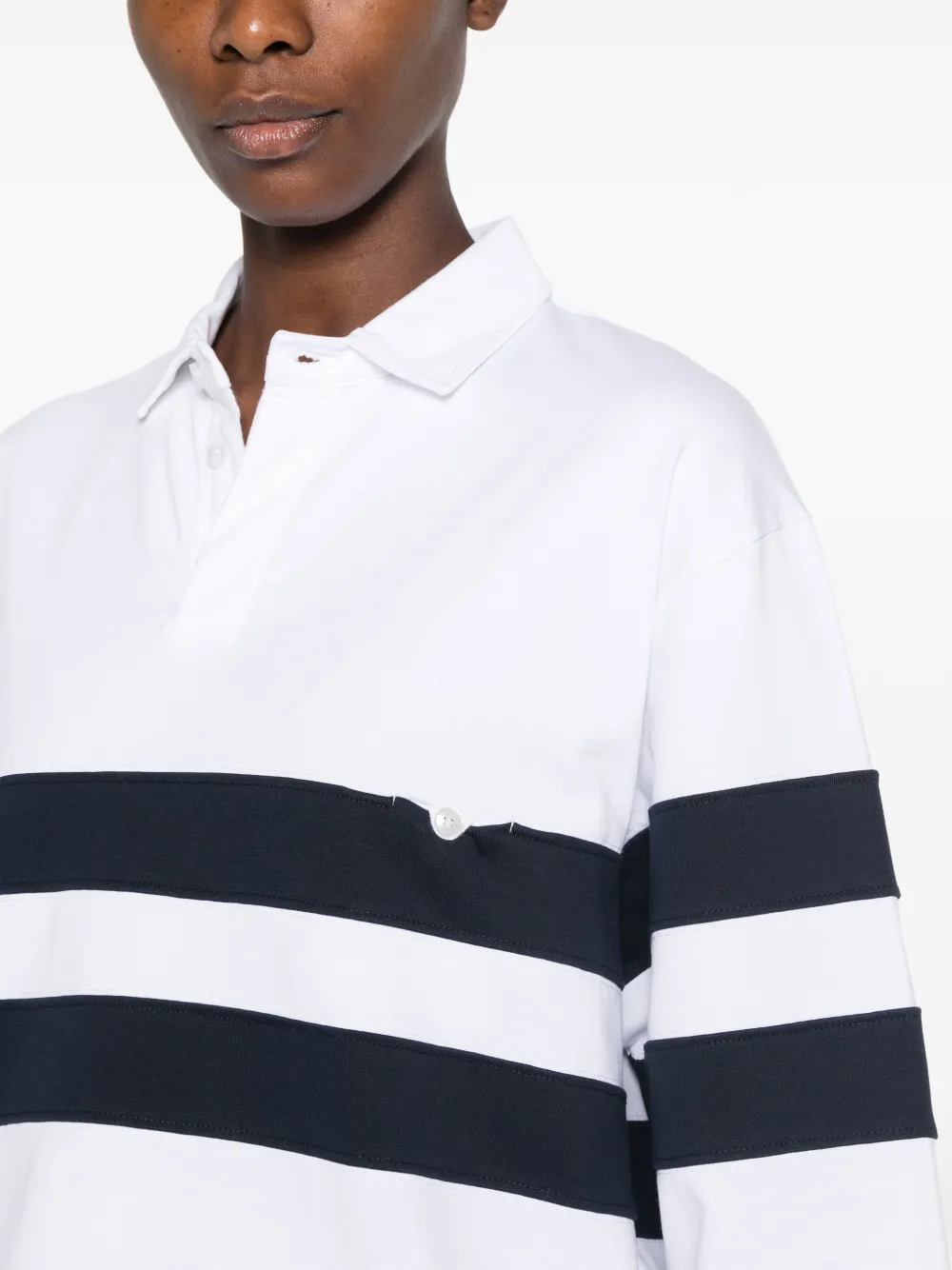 DARKPARK Jill stripe-detail asymmetric polo top Wit
