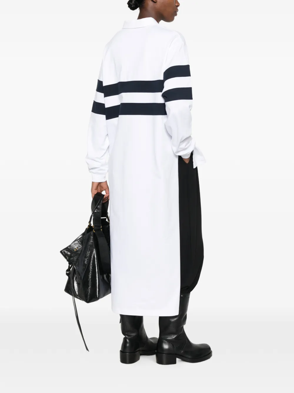 DARKPARK Jill stripe-detail asymmetric polo top Wit