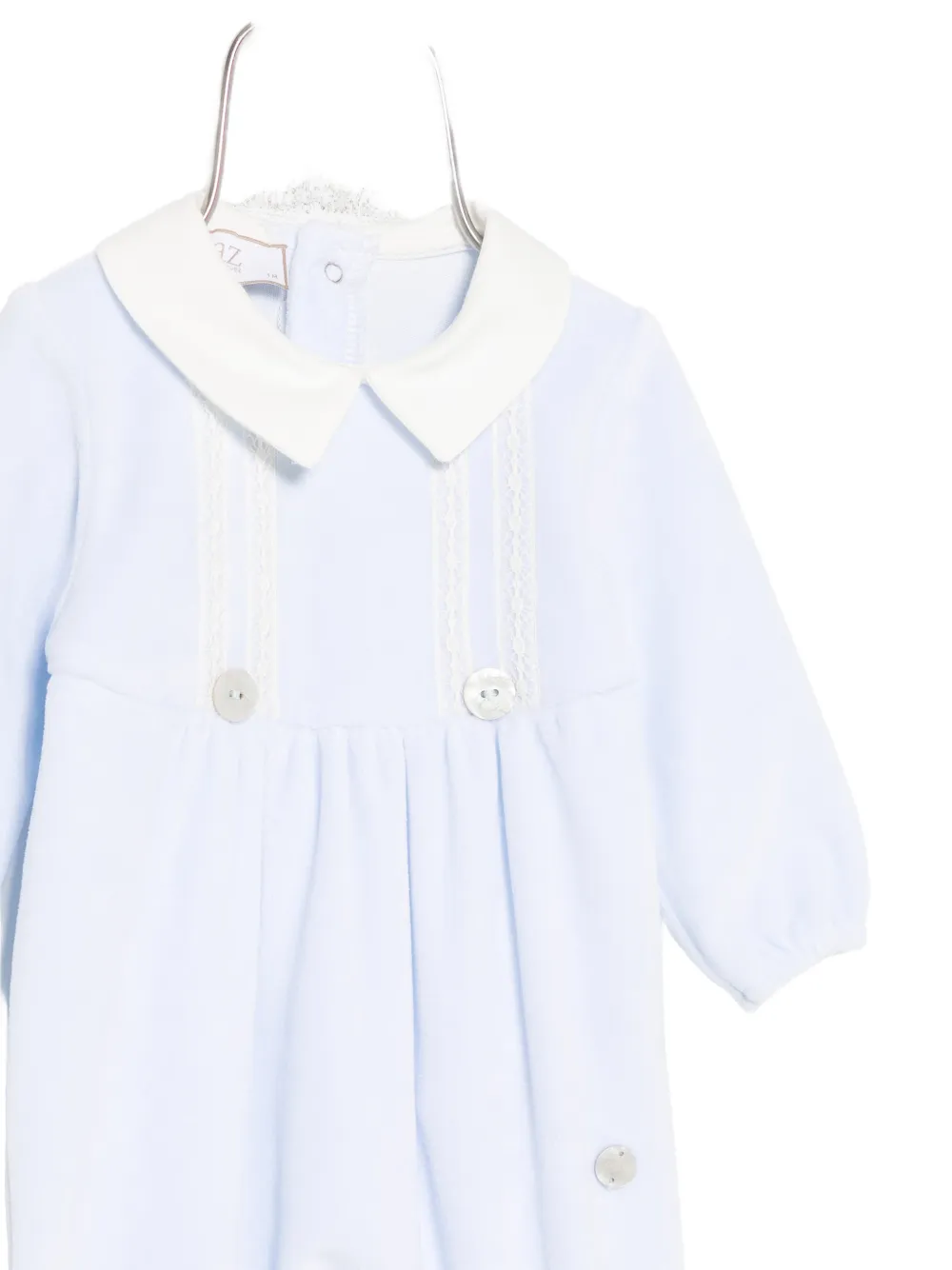 Paz Rodriguez lace-trim Peter Pan-collar sleepsuit Blauw