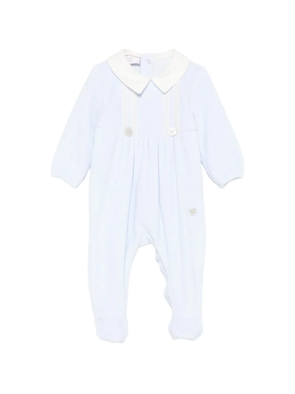 Paz Rodriguez lace-trim Peter Pan-collar sleepsuit Blauw