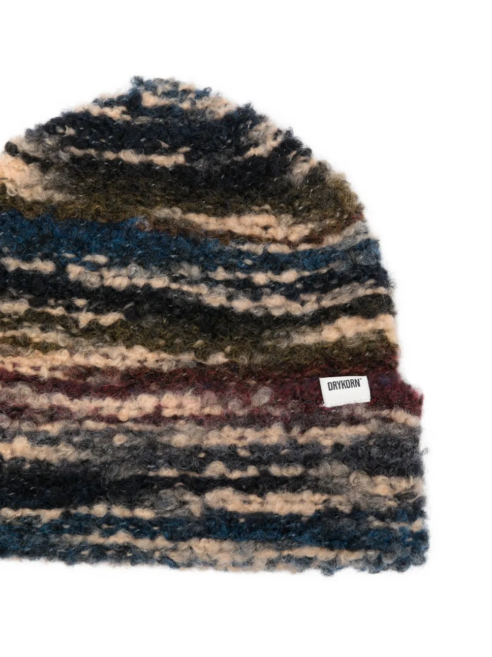 Drykorn Gestreepte chunky gebreide muts Blauw