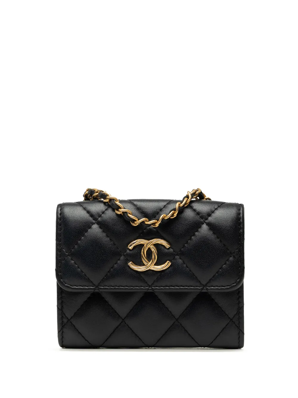 CHANEL Pre-Owned 2021 CC Quilted Lambskin Card Holder On Chain crossbody bag - Nero