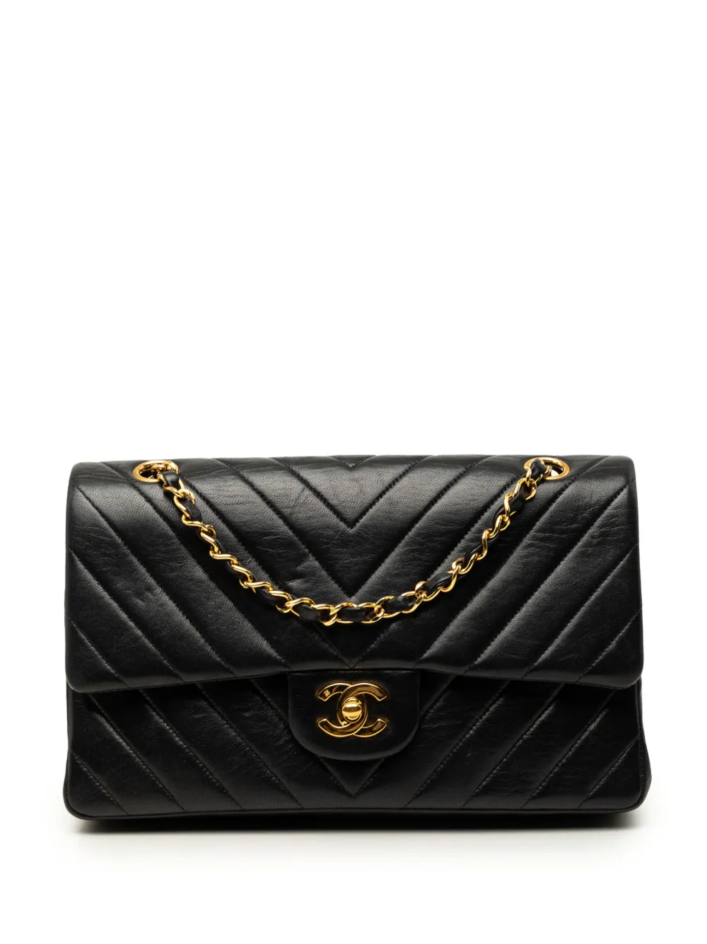 CHANEL Pre-Owned 1991-1994 Medium Classic Chevron Lambskin Double Flap shoulder bag - Black
