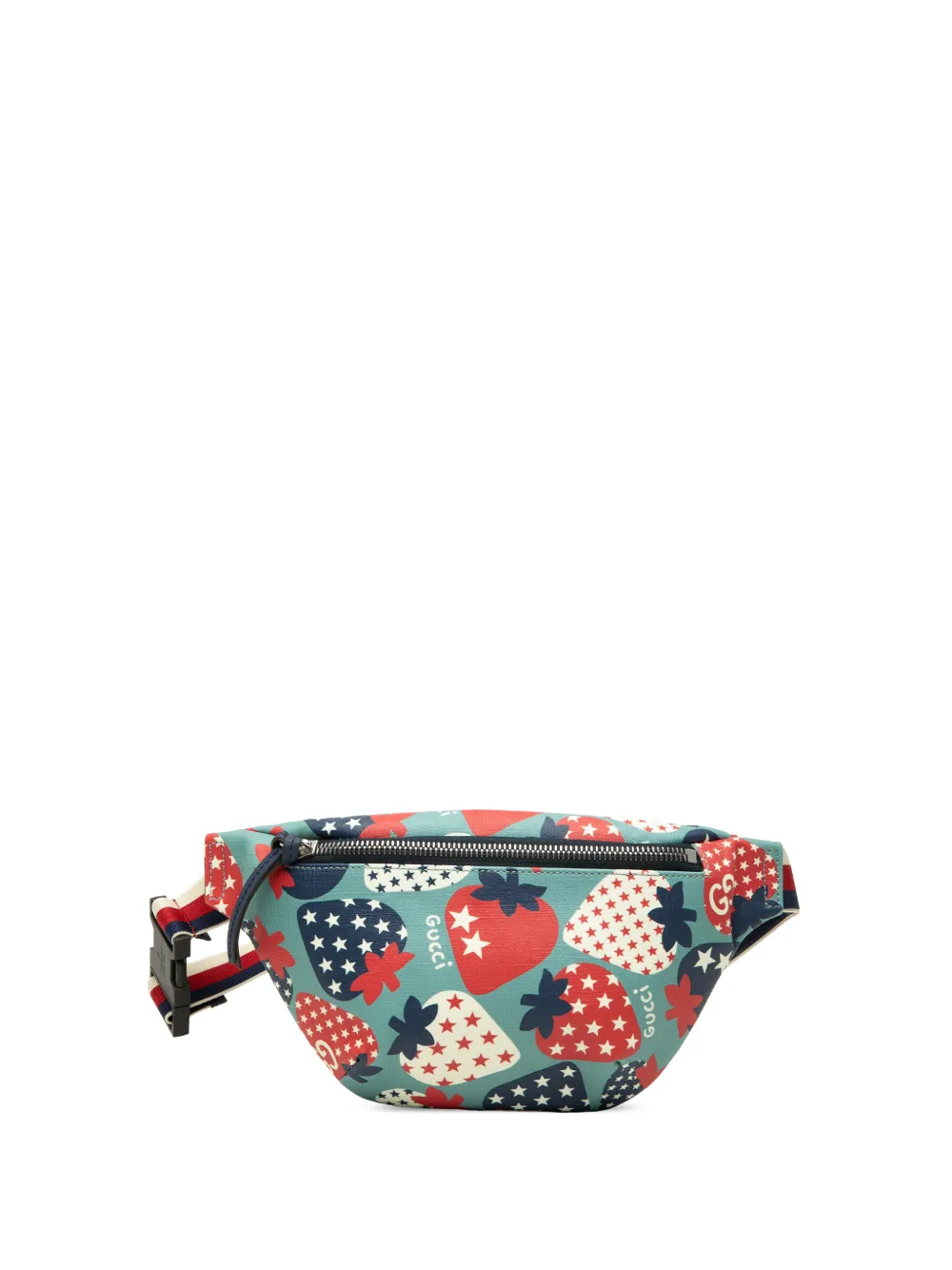 Gucci Pre-Owned 2016-2026 Kids Coated Canvas Cosmic Strawberries Web belt bag - Blu