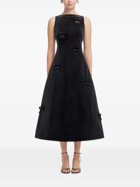 Leo Lin Cleo bow-embellished velvet midi dress