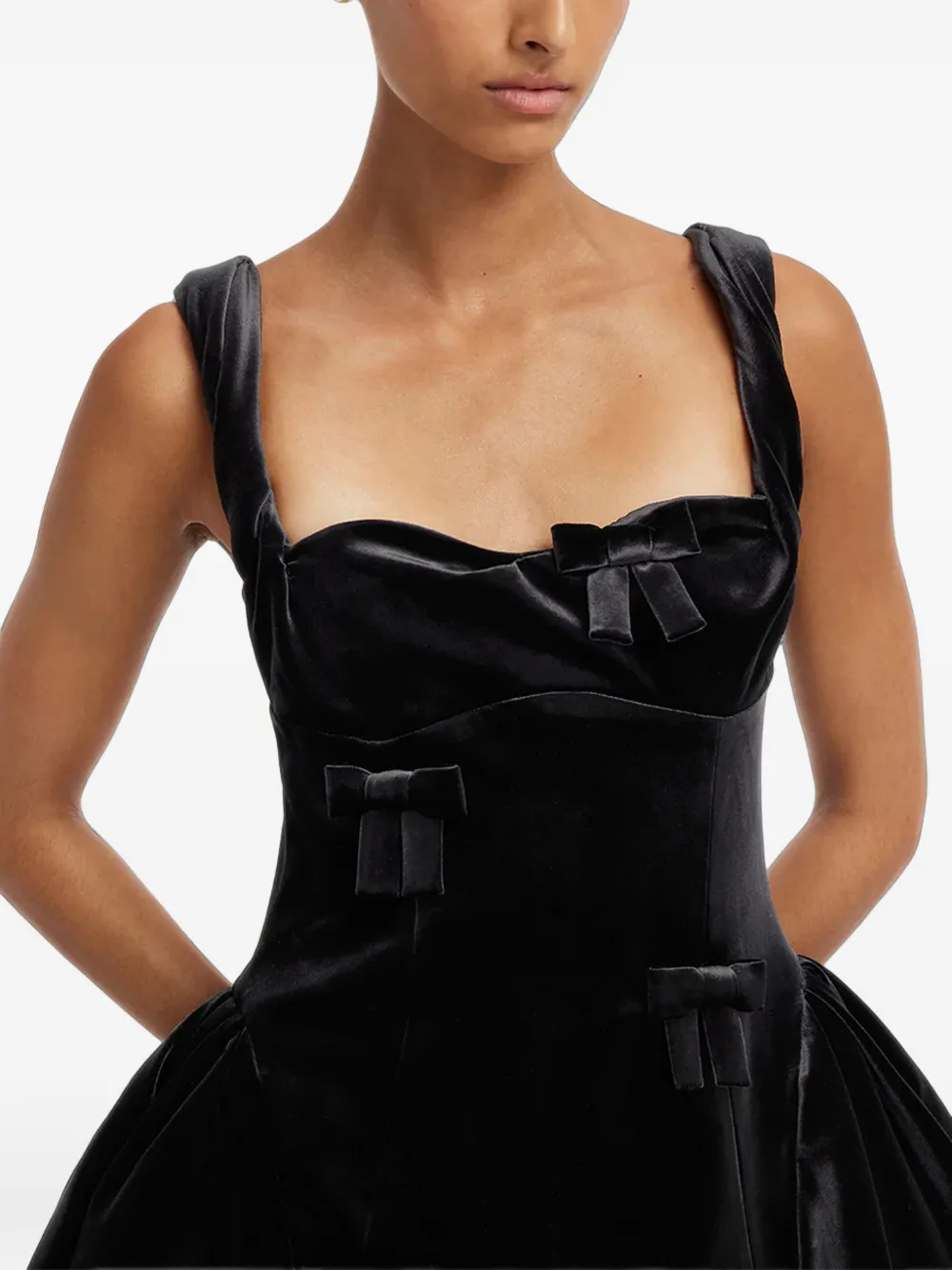 Leo Lin Ariel fluwelen mini-jurk met strikdetail Zwart