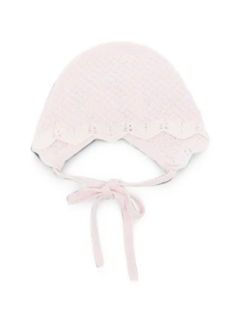 Paz Rodriguez scalloped-edge knitted bonnet