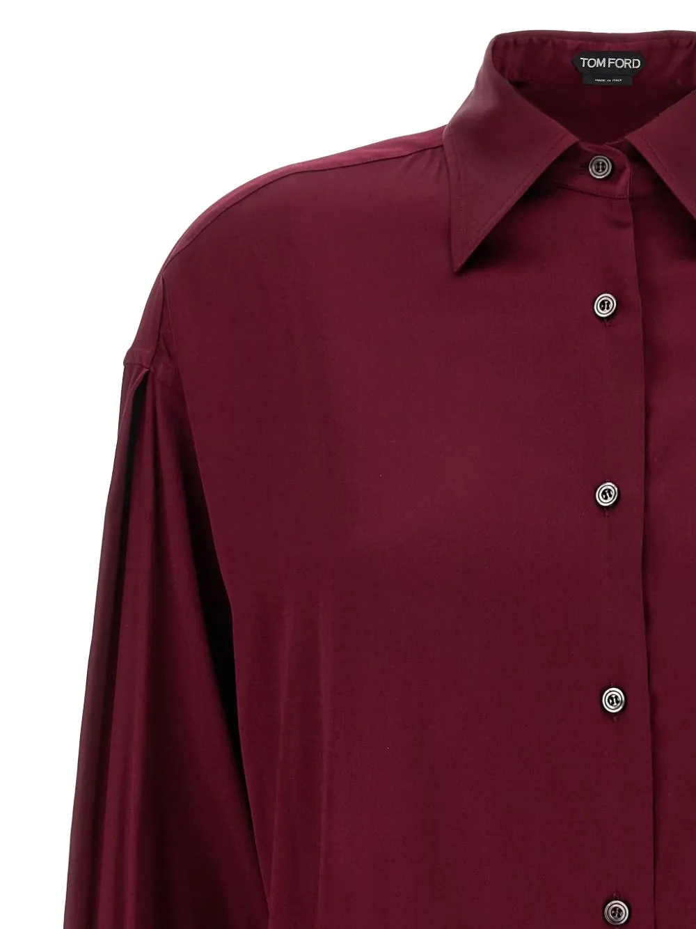 TOM FORD Blouse van zijdeblend met gewelfde zoom Rood
