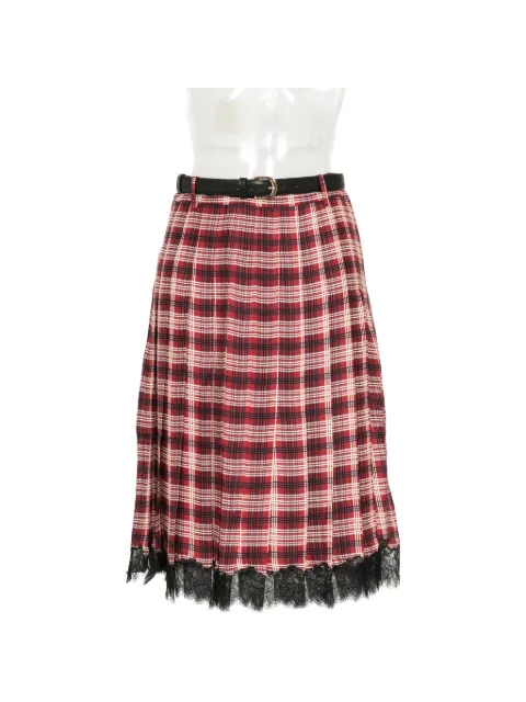 Self-Portrait pleated lace-trim skirt