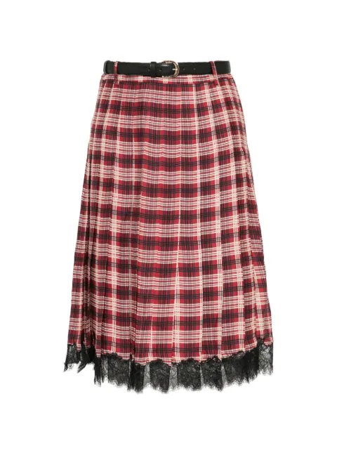 Self-Portrait pleated lace-trim skirt