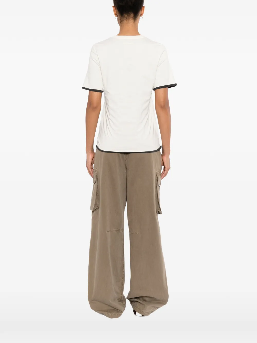 JW Anderson slogan-print contrast-trim T-shirt Beige