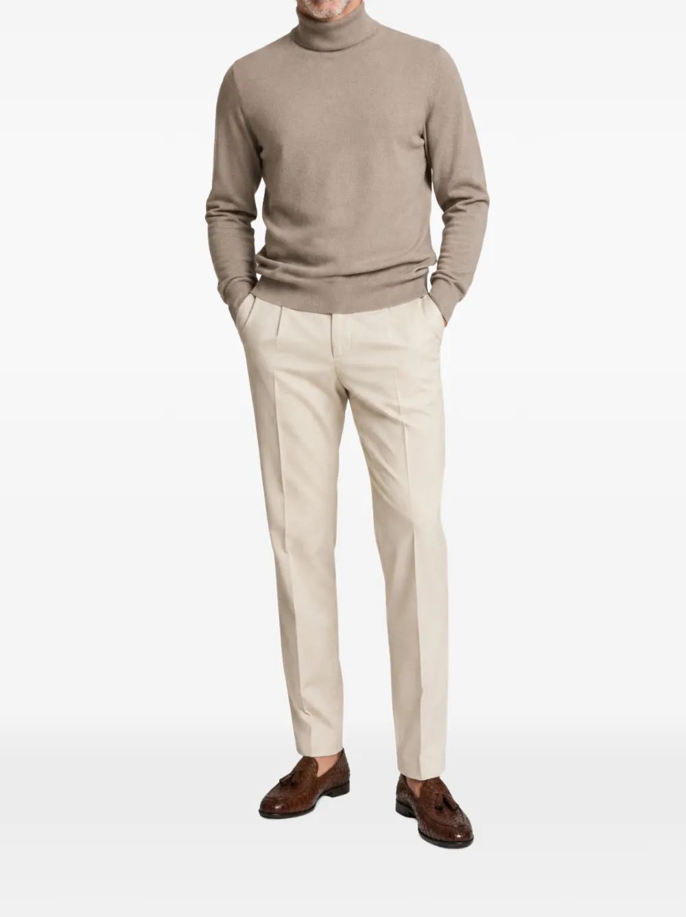 FRANZESE COLLECTION David Beckham ribbed-knit turtleneck sweater Bruin