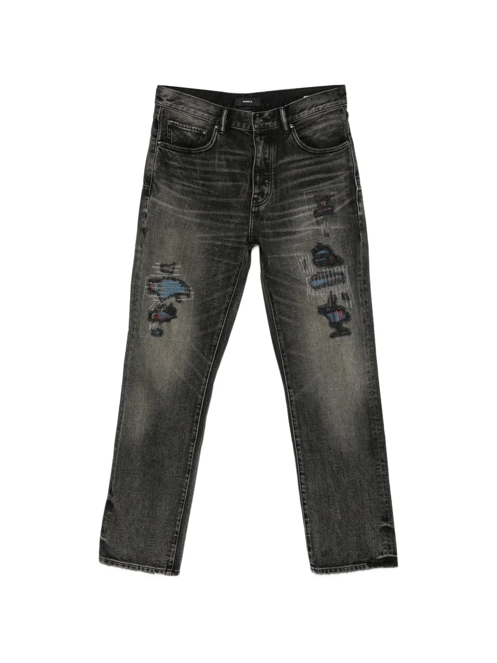 Purple Brand distressed patchwork-detail jeans - Nero