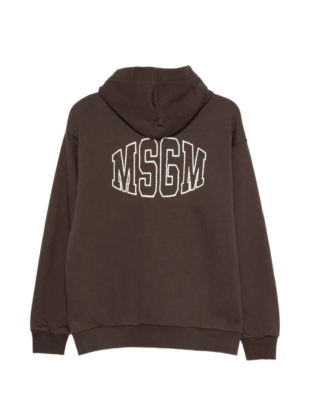 MSGM Kids Hoodie met logoprint en rits Bruin