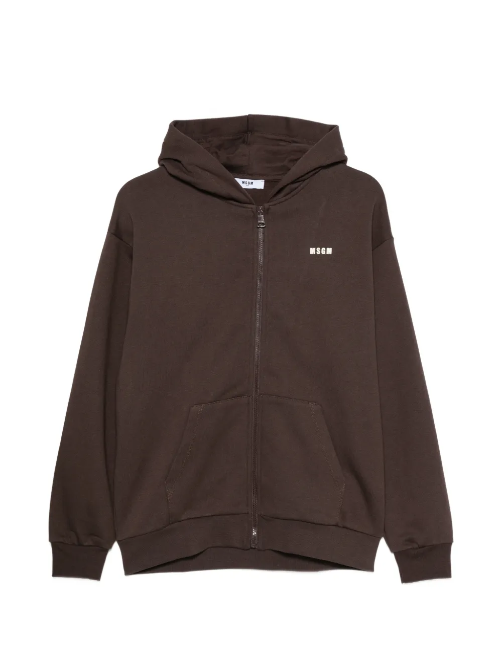 MSGM Kids logo-print zip-up hoodie - Marrone