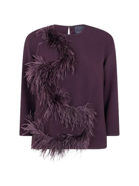 Antonelli feather-trim long-sleeved blouse