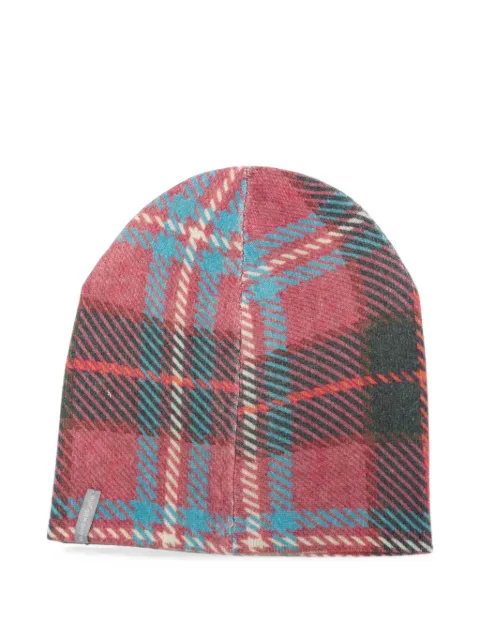 IN BED WITH YOU check-print cashmere beanie hat